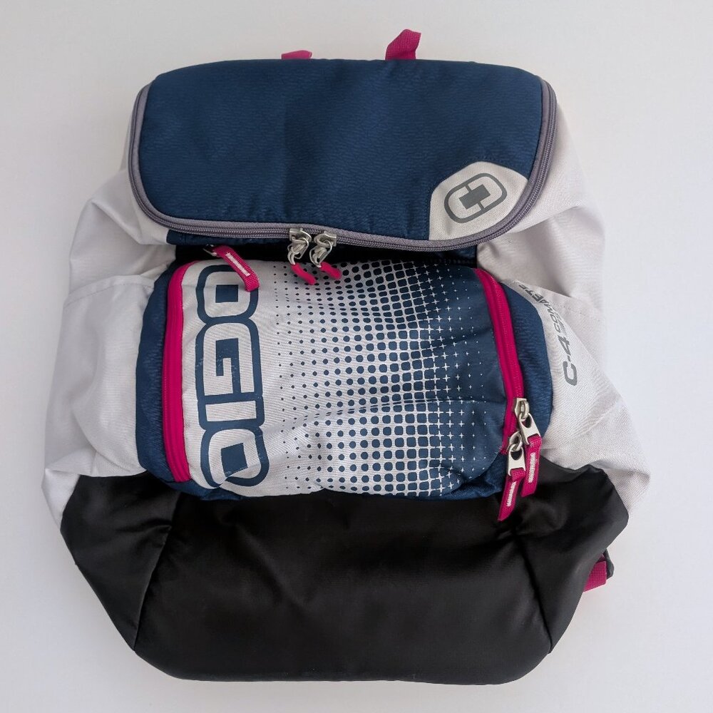 OGIO C4 Sport Backpack in Navy and Black with Pink and Gray Accents